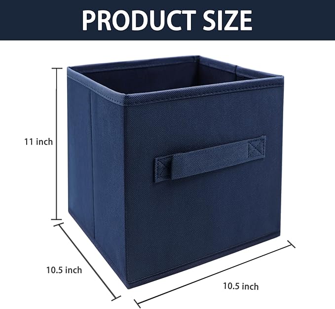 Storage bins collapsible storage bins,cube storage organizer （Pack of 3） 10.5 * 10.5 * 11inch，For home and office Collapsible Closet Shelf Organizers, Drawer Organizers(Blue)