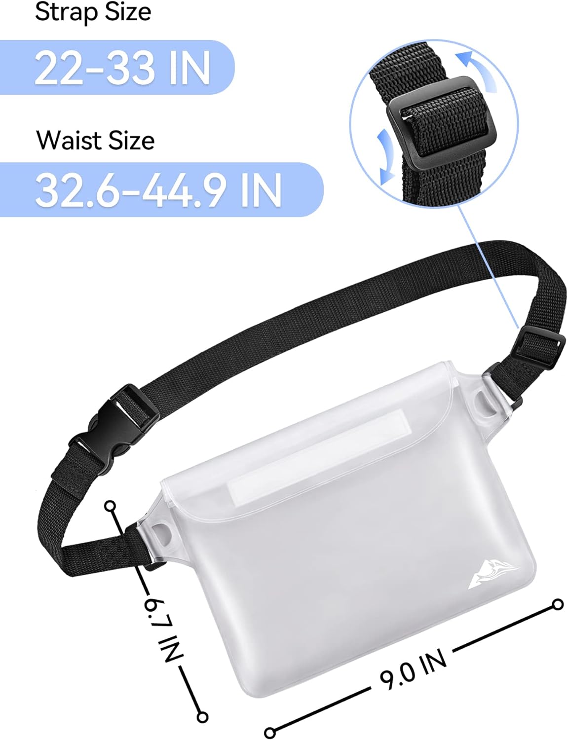HEETA Waterproof Fanny Pack, Waterproof Pouch Dry Bag 2/3/4 Pack for Phone Passport Purse, Adjustable Waist Strap for Swimming Kayaking Boating Paddle Board Accessories Cruise Beach Camping Essentials