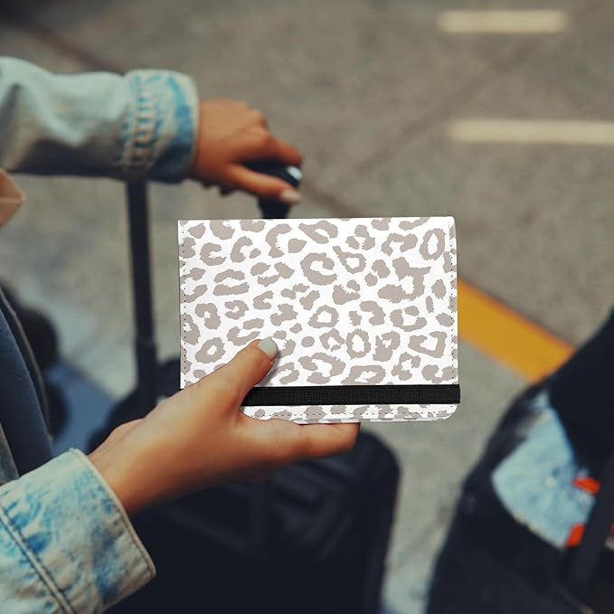 Cute Passport Holder and Holder Combo Passport Cover with RFID Blocking Women Men Compatible Wallet Credit Card Protector(Grey Leopard Cheetah Pattern)