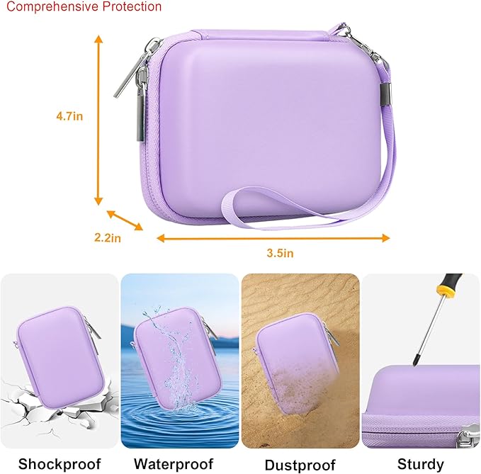 Elonbo Camera Carrying Case for KODAK PIXPRO FZ55 / FZ53 / FZ45 / FZ43 16MP Digital Camera, Vlogging Camera Storage Holder Travel Bag, Mesh Bag Fits Batteries, Cable, Memory Card, Card Reader,Purple