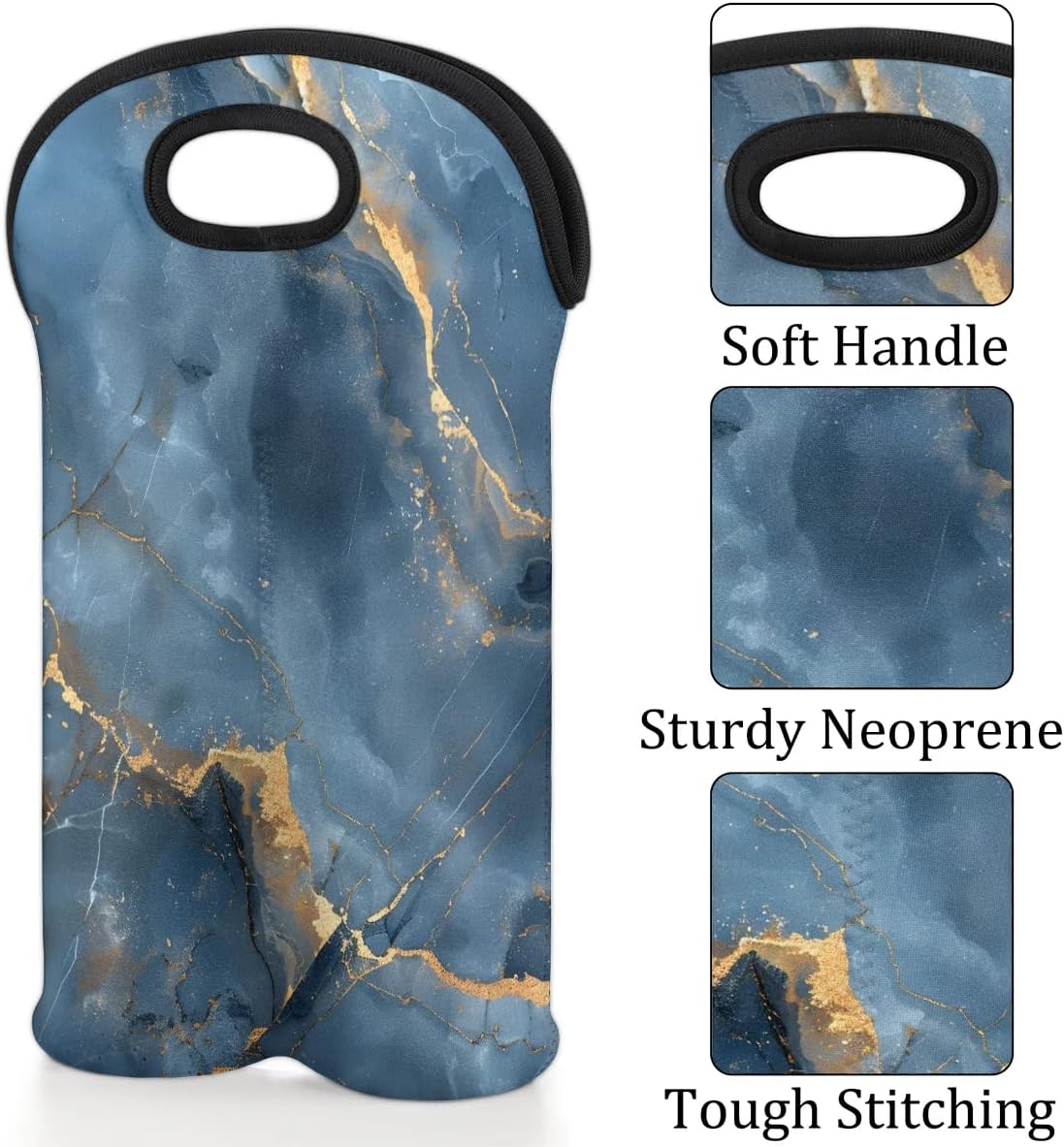 Wine Carrier Tote Personalized Bag for 2 Bottles - Neoprene Wine Bottle Holder with Carry Handle, Wine Protective Bag Insulated Bag Beer Cans Water Bottle Holder for Travel Picnic,Style23