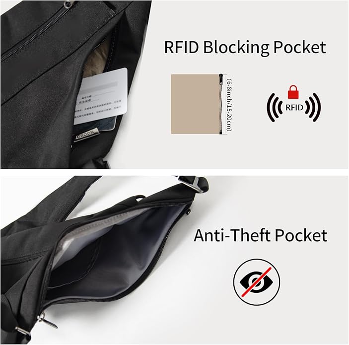 Sling Bag for Men, Anti-Theft Crossbody Chest Pack, Minimalist Daypack with Water Bottle Holder