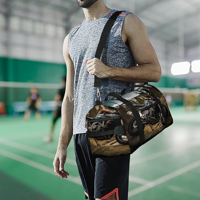 Sport Motorcycle Gym Bag Lightweight ，Travel Duffle Bag with Shoe Compartment，Gym Bag for Women for Overnight, Weekend, Yoga, Gym, Business Trips, Sport And Hospital.