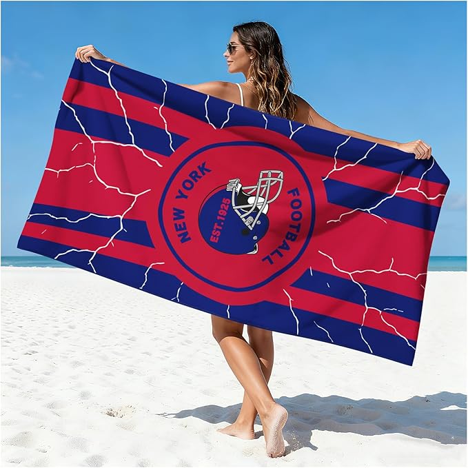 Football Fan Thin Lightweight Microfiber Beach Towel New York Themed Oversized Towels Men Women Giants Team Dad Husband Guy Him Christmas Xmas Father Day Novelty Prank Hilarious Naughty