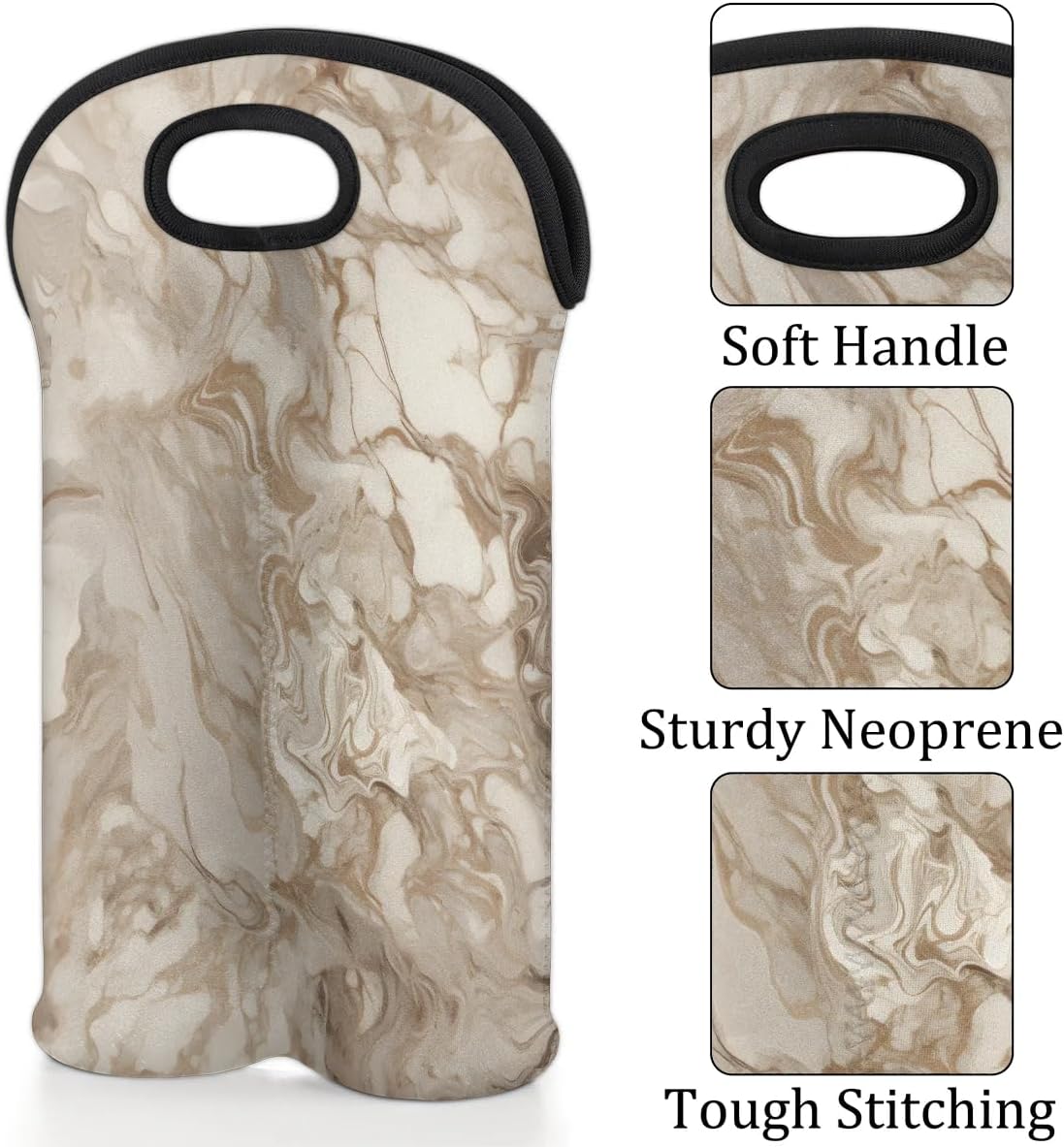 Wine Carrier Tote Personalized Bag for 2 Bottles - Neoprene Wine Bottle Holder with Carry Handle, Wine Protective Bag Insulated Bag Beer Cans Water Bottle Holder for Travel Picnic,Style1