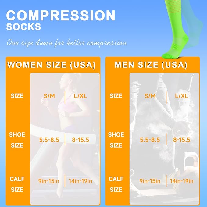 bropite Flora Compression Socks for Women & Men-Knee high 6 Pairs 20-30mmhg Support Running Nurse Travel