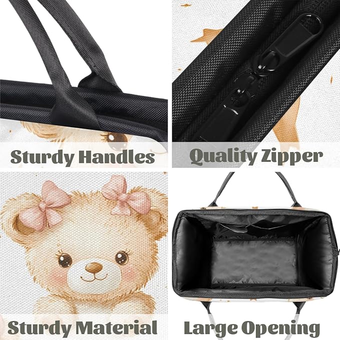 Cute Bear Overnight Weekender Bag for Women Men Travel Duffel Bags Waterproof Luggage Carry on Sports Yoga Gym Bag