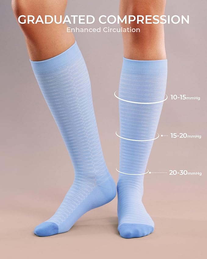 FITRELL 4 Pairs Compression Socks for Women & Men, 15-20mmHg Circulation Support for Athletic Travel Daily Wear