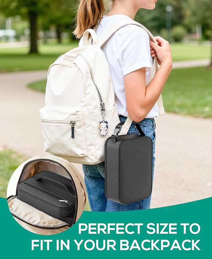 HowFly Small Lunch Bag - Insulated Lunch Box Bag for Women Men - Portable Thermal Reusable Meal Cooler Bags with Buckle Handle for Work School - Black