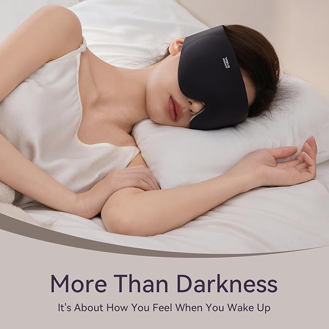 Ultimate Comfort Sleep Mask for Side Sleepers - 3D Zero Pressure & 100% Light Blocking Eye Mask for Sleeping, Adjustable & Breathable for Women Men, Travel Essentials (Black)
