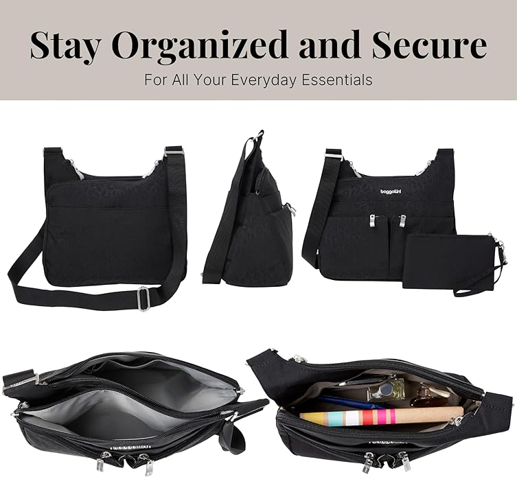Baggallini Crossbody Travel Bag 11x8.5 Lightweight Water-resistant Nylon Handbag