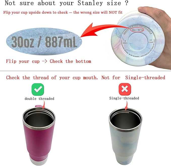 30oz Leak Proof Lid for Stanley Quencher H2.0 Tumbler, Flip Straw Lid Replacement 30 oz Tumbler No Spill Cover Top for Stanley Protour Stanley Cup Accessories, 2 Pack(Cream,Black)
