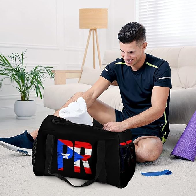 Puertorico P.R. Flag Duffle Bag Gym Bag for Workout Travel Tote with Detachable Straps