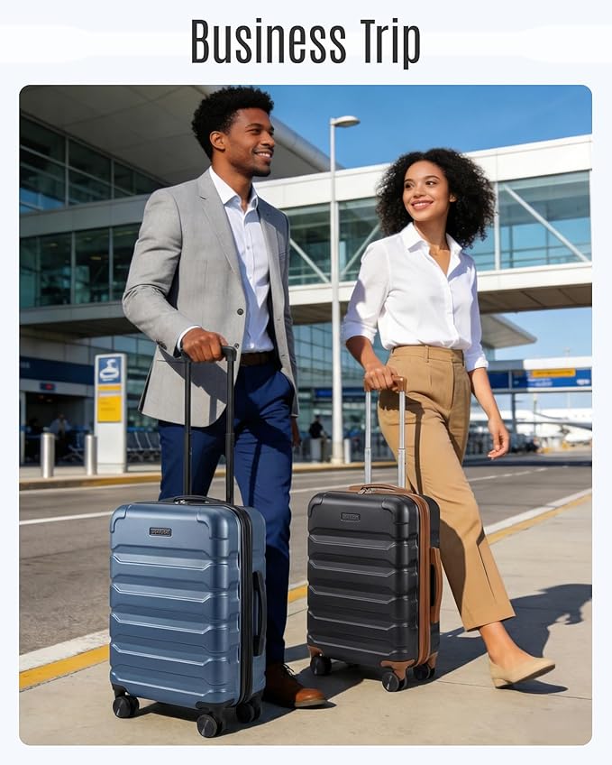 LIGHT FLIGHT Carry On Luggage 22x14x9 Airline Approved, Expandable Carry On Suitcases with Wheels, Lightweight Luggage, Durable Hard Shell 20 Inch Rolling Suit Case for Men Women Travel,Teal Blue