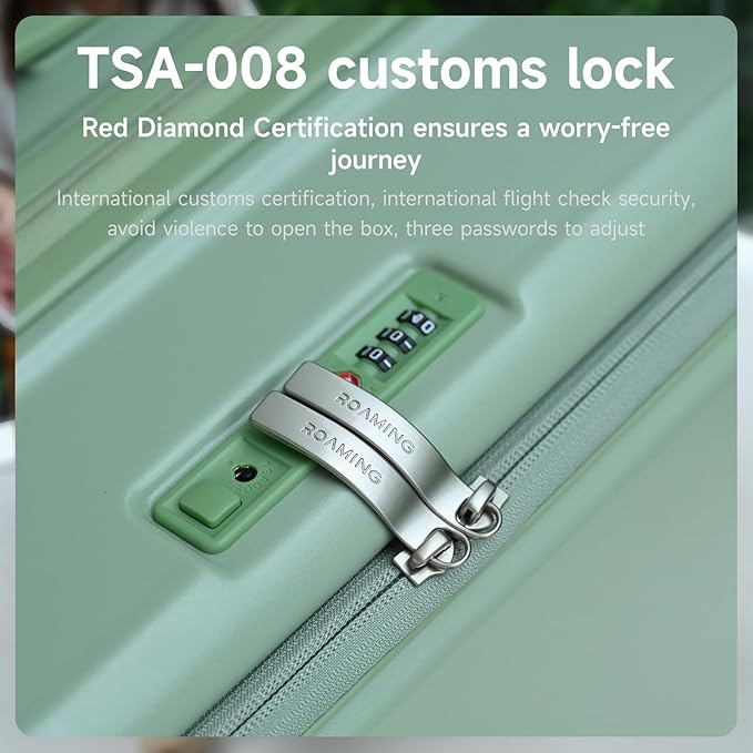 ROAMING Expandable 20 Inch Carry On Luggage with Mute Brake Wheels Airline Approved Hard Shell Suitcases with Front Pocket Top Opening Luggage with TSA Lock for Short Business Travel, Jade cyan