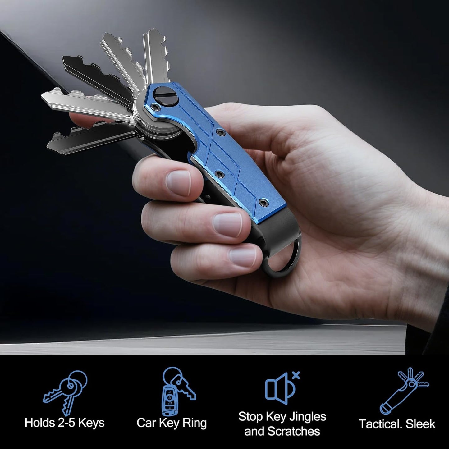 Key Organizer for Men Compact Key Holder Minimalist Key Case Metal Key Chain Key Holder for Keychain Secures 2-5 Keys