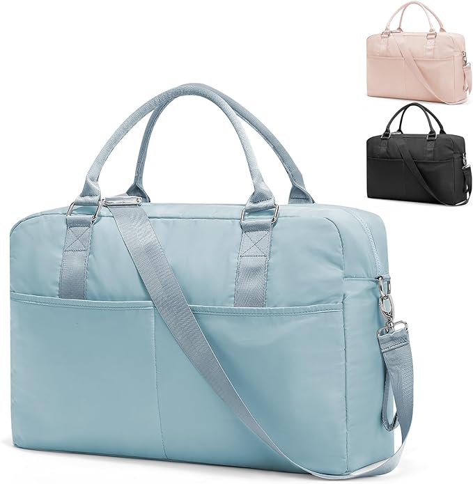 Gym Bag for Women,Travel Duffle Bag for Travel with Wet Pocket Weekender Overnight Carry On Tote Bag Luggage Bag with Trolley Sleeve Personal Item Travel Bag Hospital Diaper Bag Blue