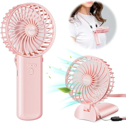 Handheld Fan, Mini Portable Personal Fan with lanyard, 4 Speeds Level 180° Foldable Design for Desk/Travel/Office/Outdoor