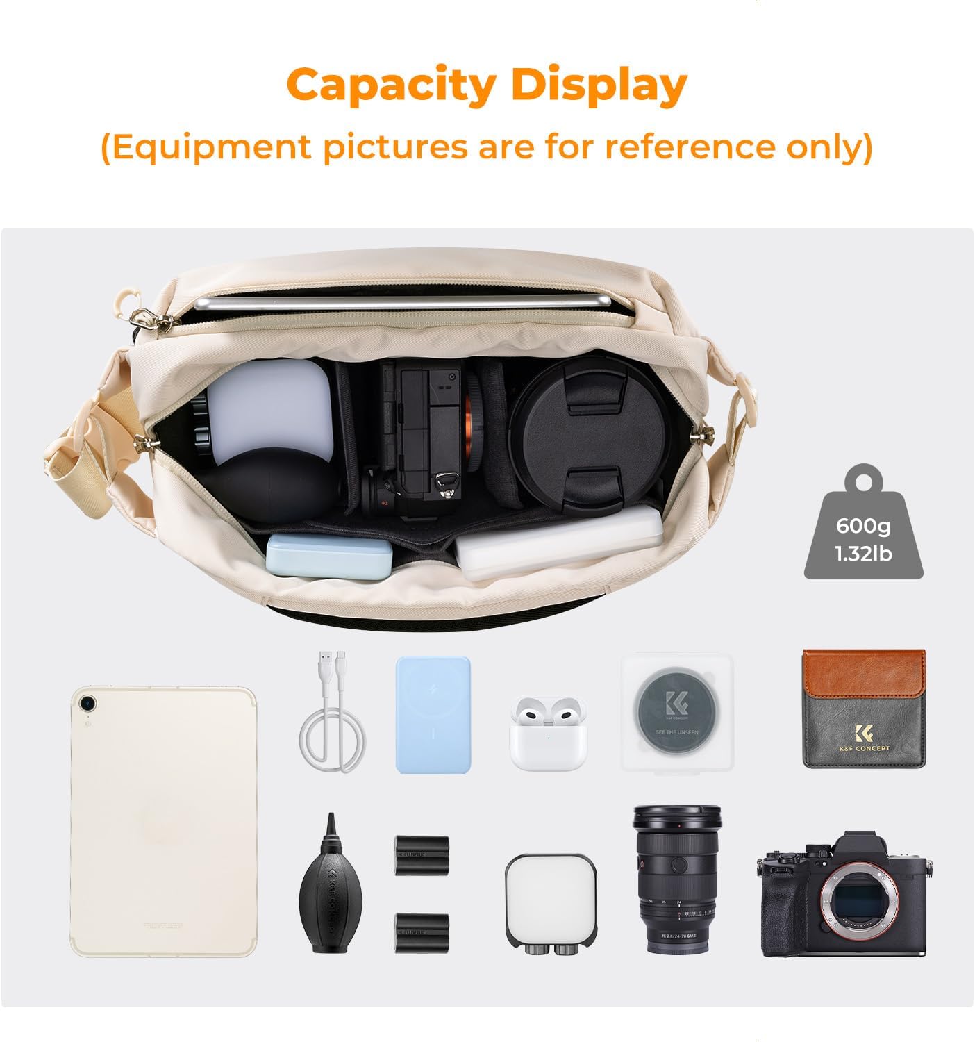K&F Concept 2 in 1 Sling Bag Everyday Shoulder Bag & Multifunction Photography Crossbody Camera DSLR Backpack Portable Bag