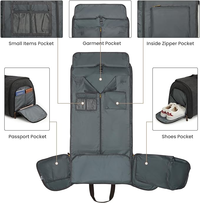 S-ZONE Carry On Garment Bag for Travel Convertible Duffle Bags for Men Women 2 in 1 Hanging Suitcase Business with Toiletry Bag
