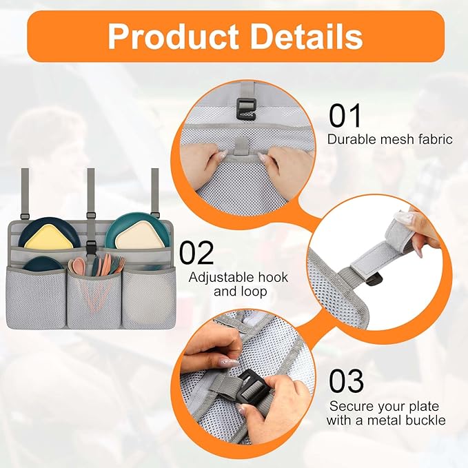 Camping Dish Drying Bag, Collapsible, Portable Mesh Drainer Rack for RV, Travel Trailers & Outdoor Kitchens, Space-Saving, Quick-Dry Organizer for Plates, Cups & Utensils (Gray)