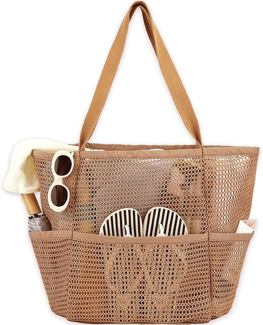 Beach Bag for Women with Outer Pocket, Waterproof Large Tote Bag for Cruise Essentials