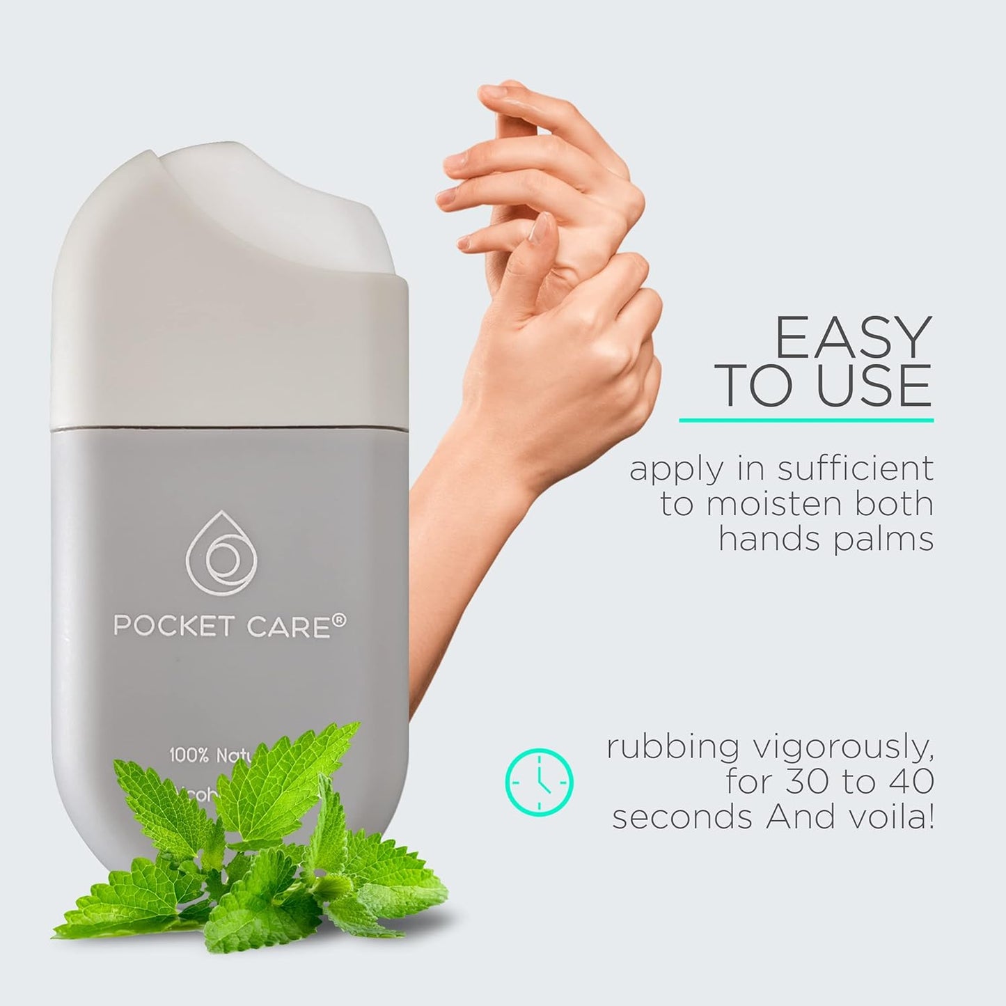 POCKET CARE | 2 Pack Peppermint Hand Cleanser Moisturizing Spray 1 Fl OZ- for Hands | Organic | Travel Size - Travel Accessories | 100% natural