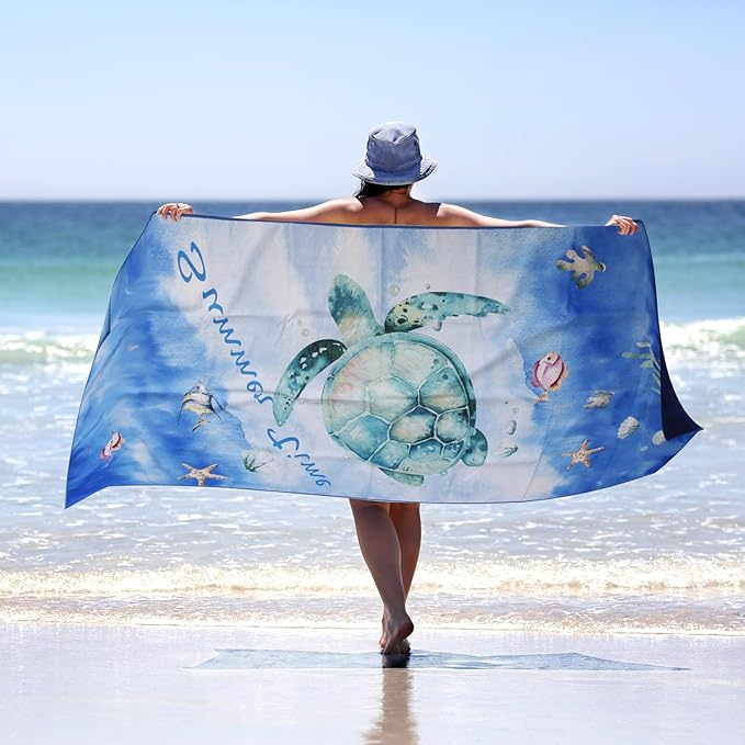 PY SUPER MODE 2 Pack Beach Towel - 75 x 35 inches Quick Dry Microfiber Beach Towels Oversized, Lightweight Soft and Absorbent Suitable for Swimming Pool Camping for Kids & Adults