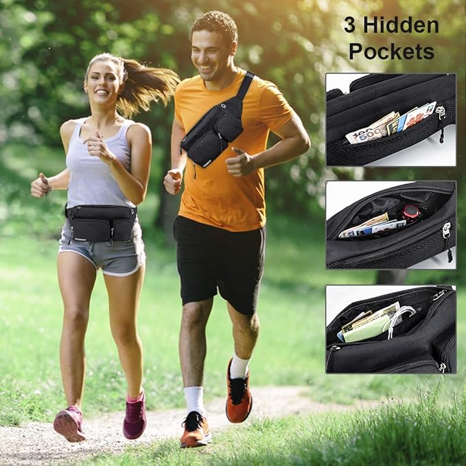 CXWMZY Fanny Packs For Women & Men, Waist Bag Hip Bum Bag Strap Extension Large Capacity Easy Carry Any Phone Passport Wallet for Outdoors Workout Traveling Casual Running Hiking Cycling Dog Walking
