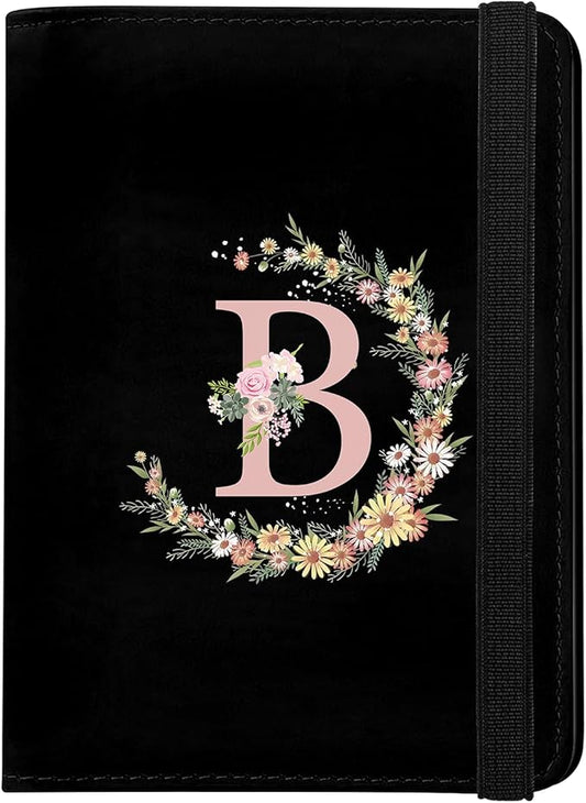Cute Passport Holder and Holder Combo Passport Cover with RFID Blocking Women Men Compatible Wallet Credit Card Protector (Initial Monogram-B)
