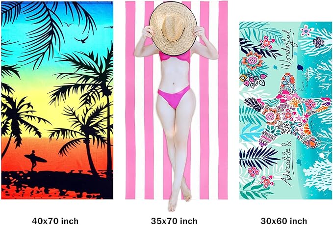 cabanana Microfiber Beach Towel Oversized - 70"x 35"Sand Free Quick Dry Lightweigh Beach Towels for Adults,Soft Extra Large Thin Travel Towel for Beach Accessories(Pink)