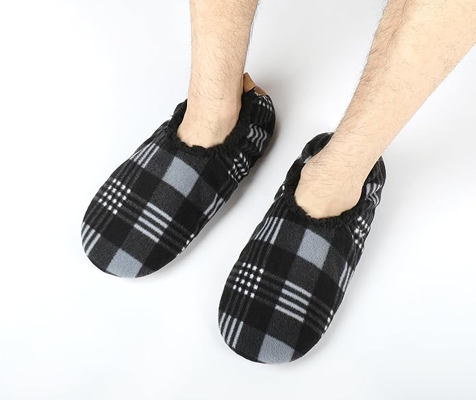 Keyela Mens Slipper Socks With Non Skid Bottoms, Warm Slipper Socks With Grippers For Men, Fuzzy House Slippers
