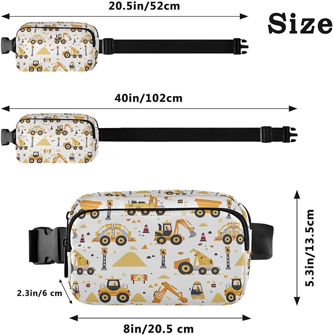 Funny Trucks Excavator Fanny Pack for Women Men Water Resistant Fashion Waist Packs with Adjustable Strap Belt Bag for Travel Workout Jogging Hiking 21219375