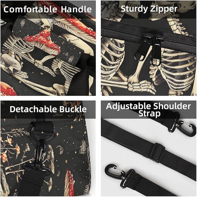 Travel Duffle Bag for travel duffle bag sports Girls Boys Kids Mushroom Skull Lightweight Overnight Sleepover Weekender Bags Small Dance Gym Sport Bag Teens Carry-On Size Workout Bag