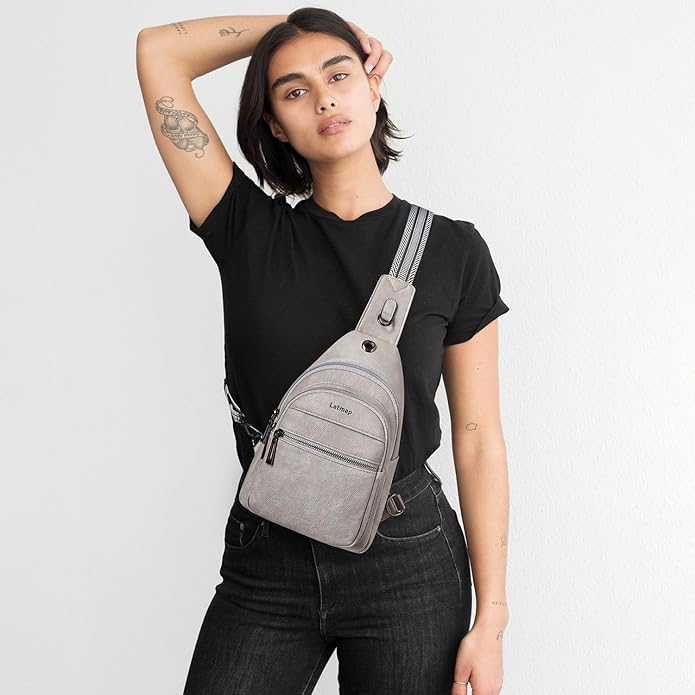 Sling Bag For Women Faux Leather Small Casual Daypack Backpack Fanny Pack Crossbody Chest Bags Purse