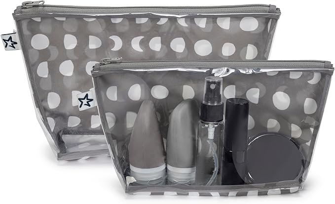 Tiny Twinkle Diaper Bag Organizing Pouches | 2 Pack Mess-Proof Travel Organizer Bags with Structured Bottom & Clear Front | TSA Approved Toiletry Bag Set for Baby and Mom Essentials (Luna)