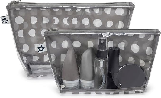 Tiny Twinkle Diaper Bag Organizing Pouches | 2 Pack Mess-Proof Travel Organizer Bags with Structured Bottom & Clear Front | TSA Approved Toiletry Bag Set for Baby and Mom Essentials (Luna)