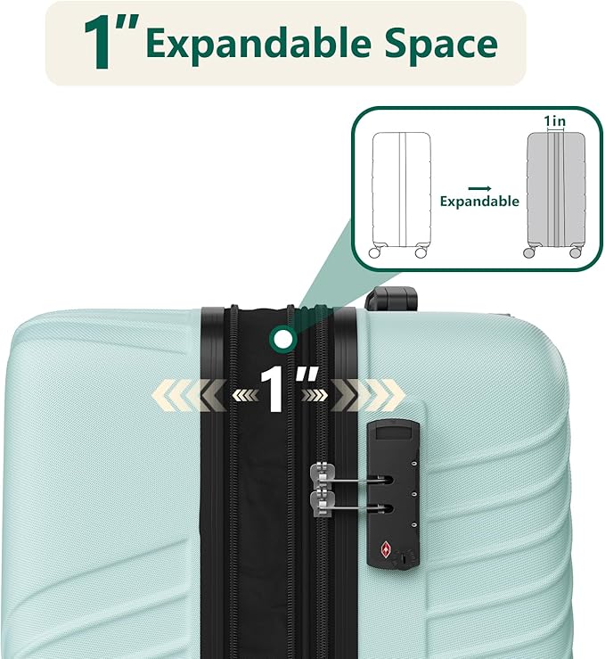 Luggage Sets 3 Piece, ABS Hardside Suitcase Set (20/24/28) with Spinner Wheels, TSA Security Lock, Airline-Approved Carry-On & Lightweight Large Checked Luggage for Business, Travel, Family Vacations