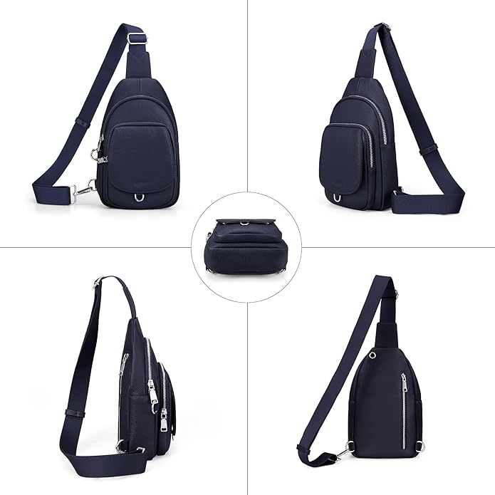 befen Anti Theft Genuine Leather Sling Bag for Women RFID Small Crossbody Bag Chest Bag Leather Fanny Packs for Travel