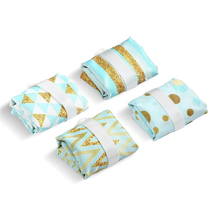 Frienda 4 Pieces Wet Dry Bag for Baby Waterproof Reusable Washable Diaper Bag Sealed with Handle for Travel, Beach, Swimsuit, Diapers, Dirty Gym Clothes and Toiletries (Tropical)