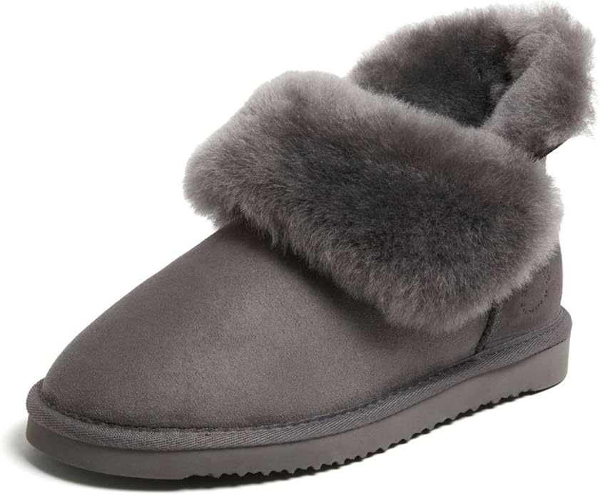 Dearfoams Women's Fireside Shearling Water Resistant Indoor/Outdoor Foldover Boot Slipper