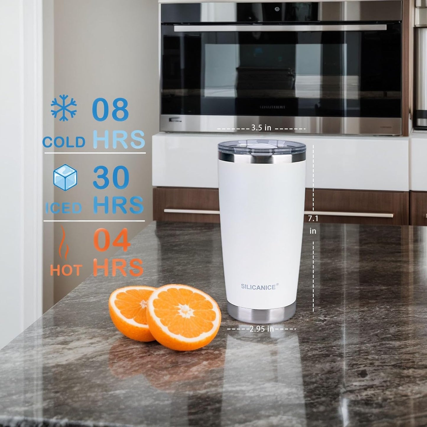 White 20 oz Stainless Steel Double Wall Vacuum Insulated Tumbler with Slidable Lid,Dishwasher Safe & Spill Proof Travel Coffee Cup & Mug For Women,Durable Coating Scratch Resistant Outdoor,Hot Cold