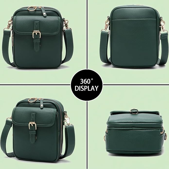 Vintage Messenger Bag Leather Crossbody Bags for Women Men Small Anti Theft Cross Body Shoulder Purse with Card Slots