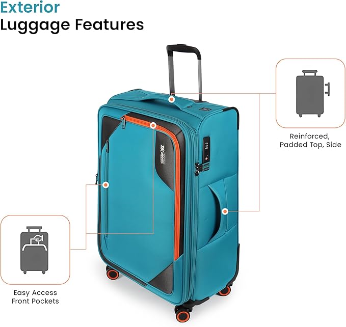 28 inch Luggage with Spinner Wheels,Large Softside Expandable 20% Checked Luggage w/TSA LOCK,Lightweight Durable Rolling Luggage for Men/Women（SkyBlue,28in）
