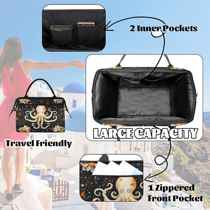 Octopus Theme Overnight Weekender Bag for Women Men Travel Duffel Bags Waterproof Luggage Carry on Sports Yoga Gym Bag