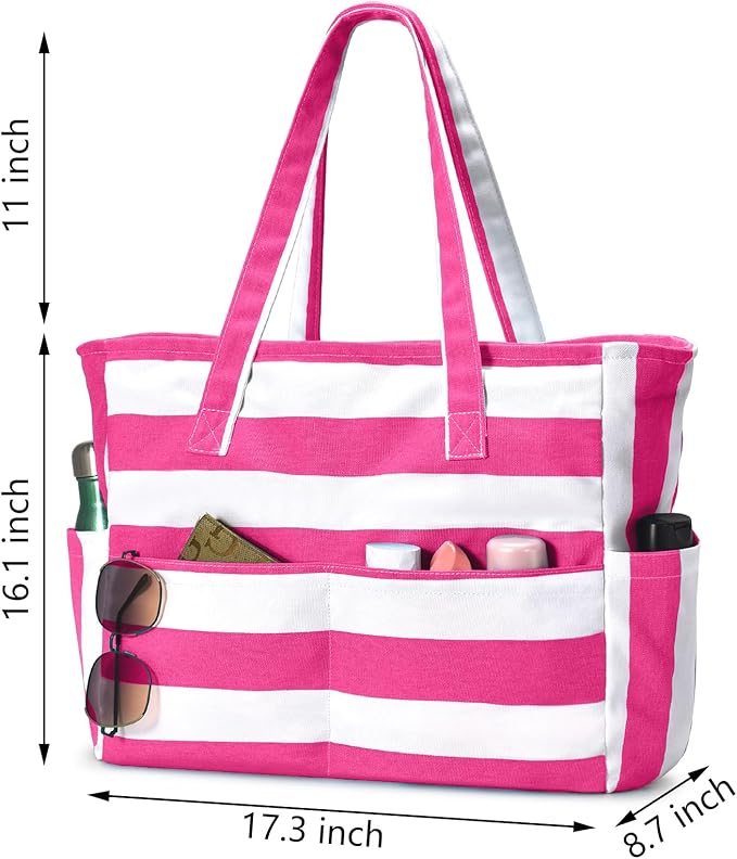 oscaurt Beach Bags for Women Large Waterproof Sandproof Beach Tote Swim Pool Bag with Zipper for Travel Vacation Essentials