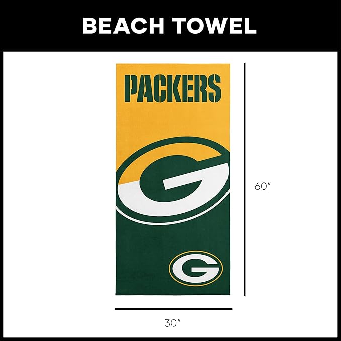 Northwest NFL Oversized Microfiber Beach Towel, 60 x 70 Inches – Quick Dry, Sand Resistant, Lightweight, Highly Absorbent, Shibori Design