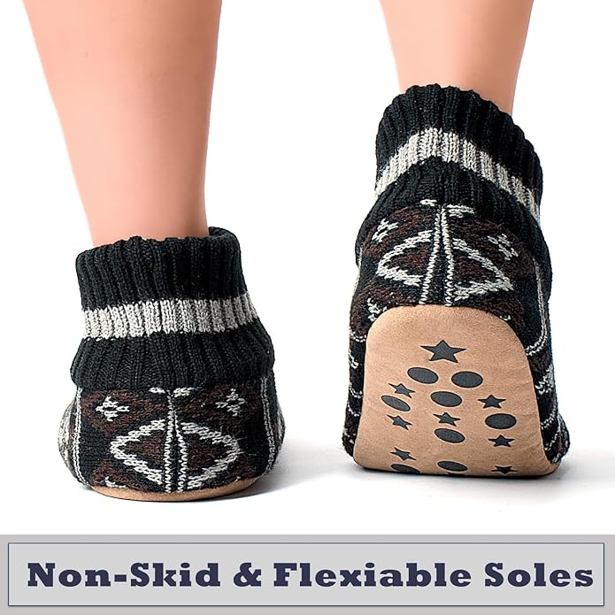 Cozylook Men's Slipper Socks with Grips, Fuzzy Indoor Slippers for Men, Soft Warm Winter Socks with Non-slip Soles