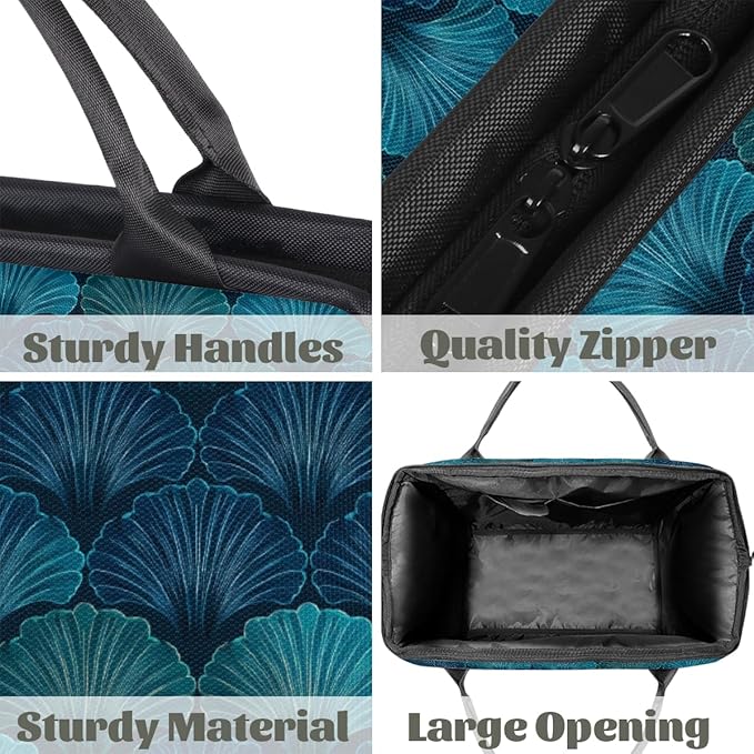 Overnight Weekender Bags for Women Men, Teal Blues Shells Waterproof Travel Carry On Duffel Bag, Lightweight Sports Gym Bag for Fitness, Workout, Travel