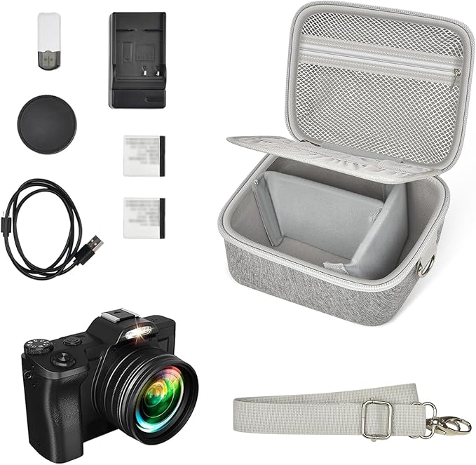 ANKHOH Vlogging Camera Case for Duluvulu/for Zostuic/for YIGLLO/for Gavonde/for Canon/for Kodak Pixpro Digital 4K 5K Camera Carrying Travel Bag for SD Cards, Accessories(Box Only)(Grey)